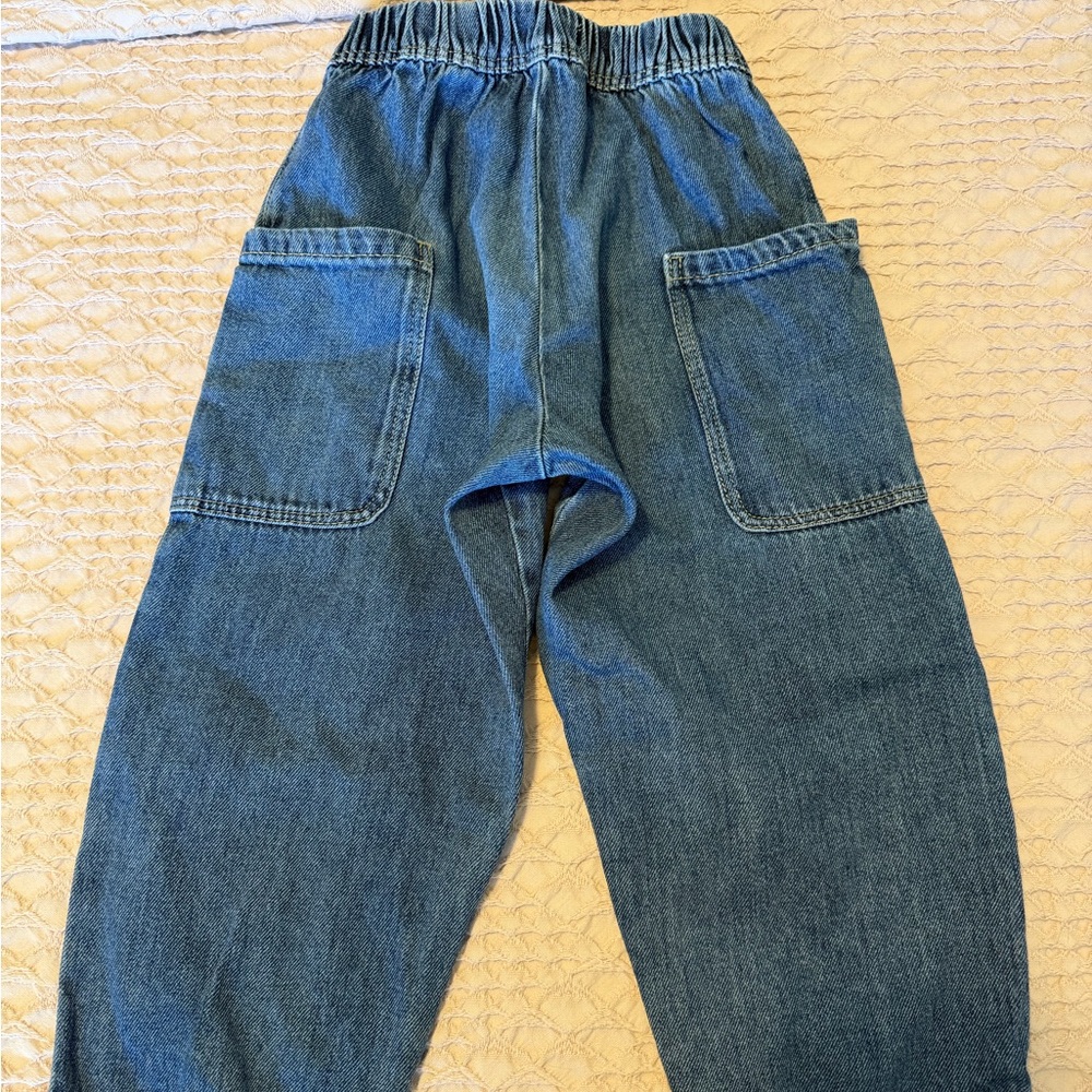 Zara Kids Medium Blue Elastic-Waist Denim Cargo Pants - Picture 3 of 6